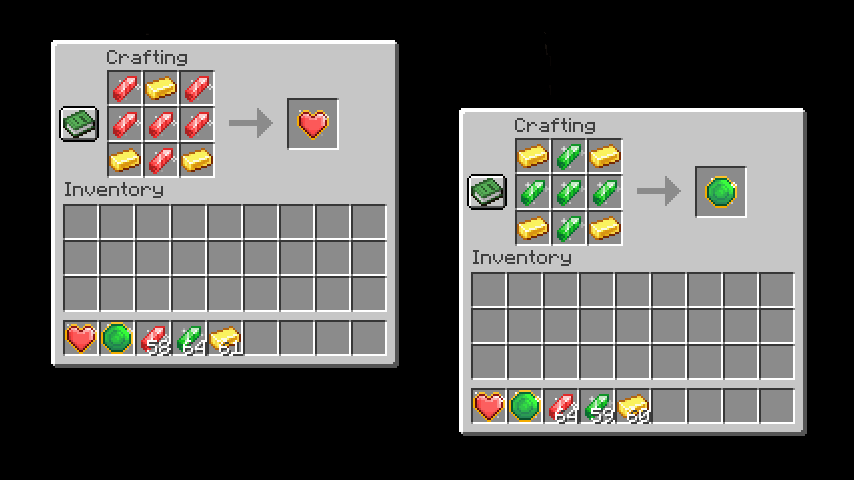 Crafting recipes for Containers